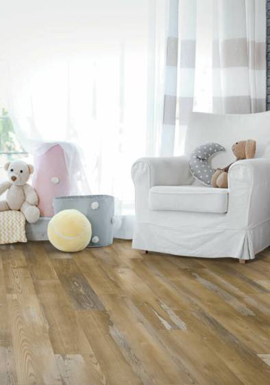 Nursery room with durable kid-friendly laminate flooring